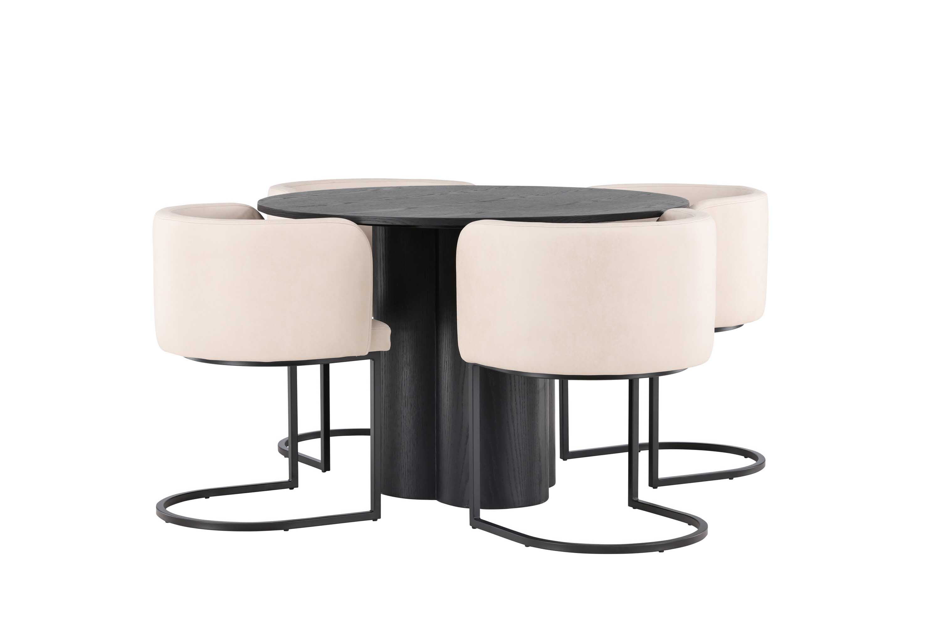 Köp Olivia & Simrishamn spisegruppe - Beige/svart 4 stoler & bord 110 ...