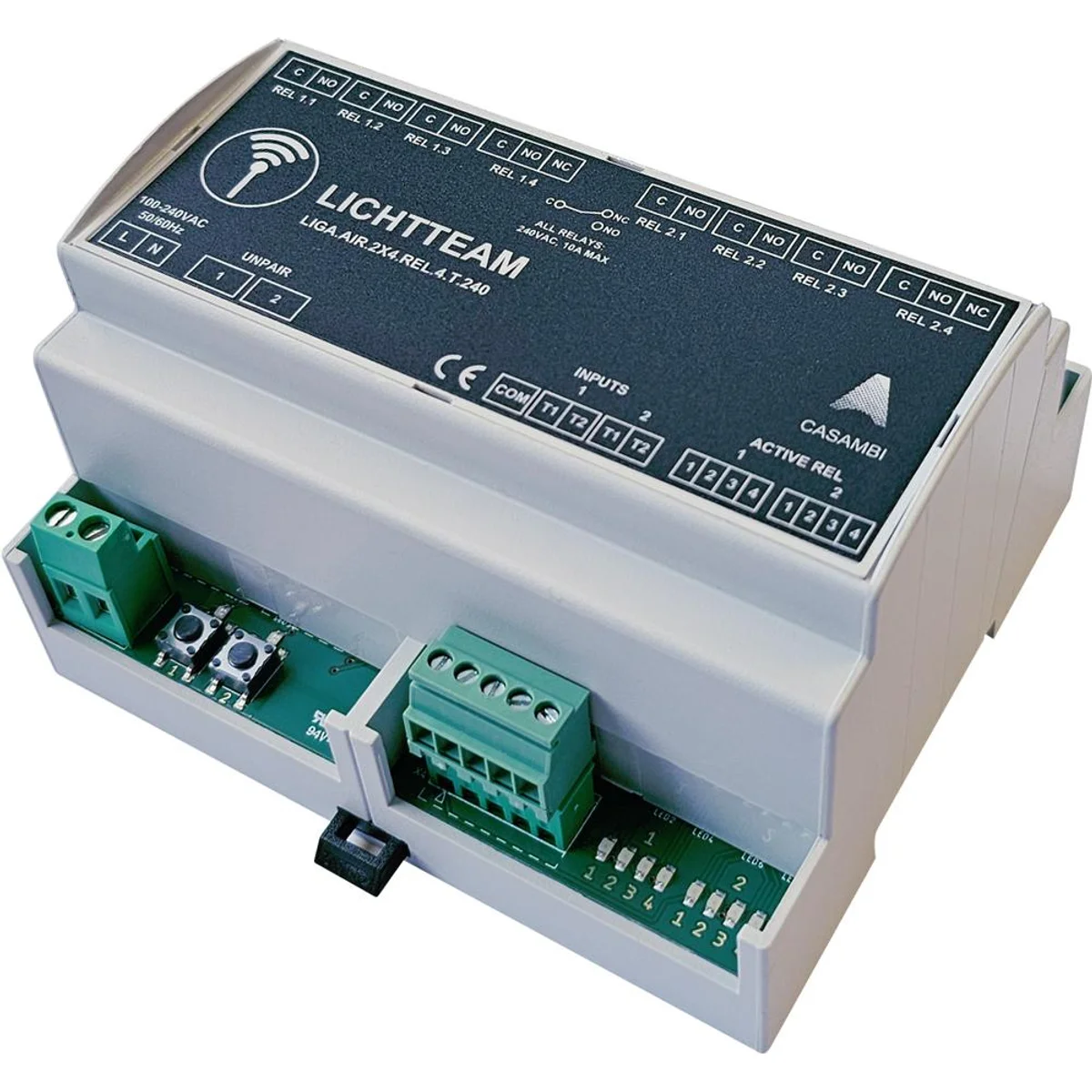 Switch relay 240V AC, 3 IKON 3 normally open 2 changeover switches 10A On/Off, 3 pushbuttons